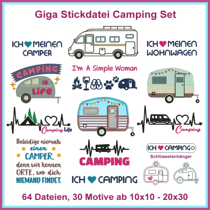 Stickdatei Rock Queen Giga Camping Set, german