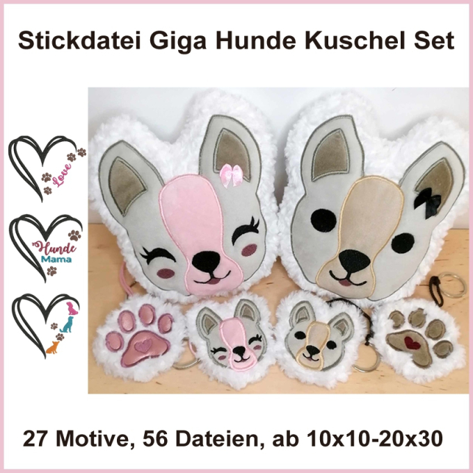 Stickdatei Rock Queen Giga Hunde Set, german
