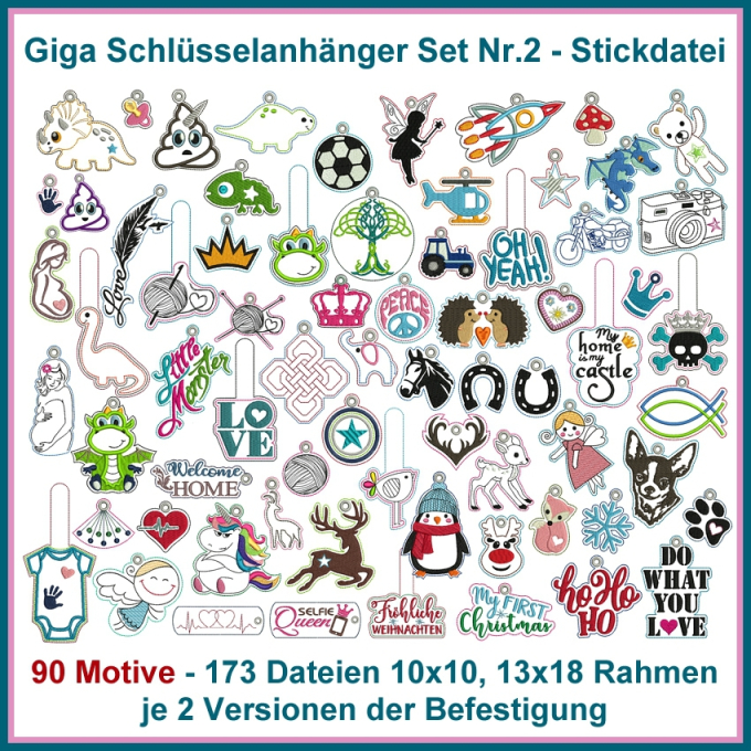Stickdatei Rock Queen Giga Schlüsselanhänger Set 2