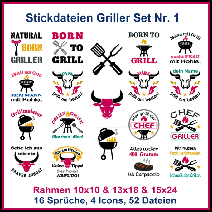 Fichier modèle broderie Barbecue Kit 1 Rock Queen