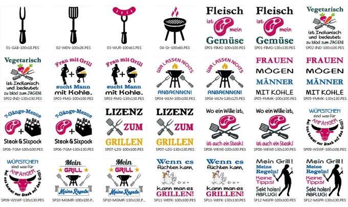 Fichier modèle broderie Barbecue Kit 2 Rock Queen
