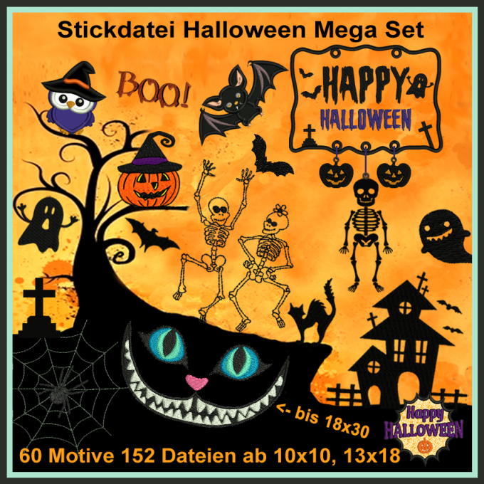 Stickdatei Rock Queen Halloween Megaset