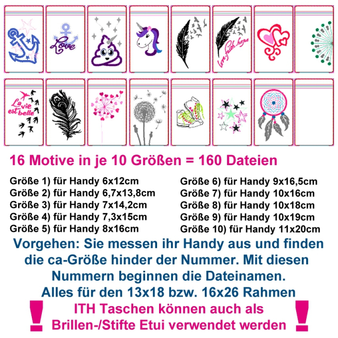 Stickdatei Rock Queen Handytaschen-Set