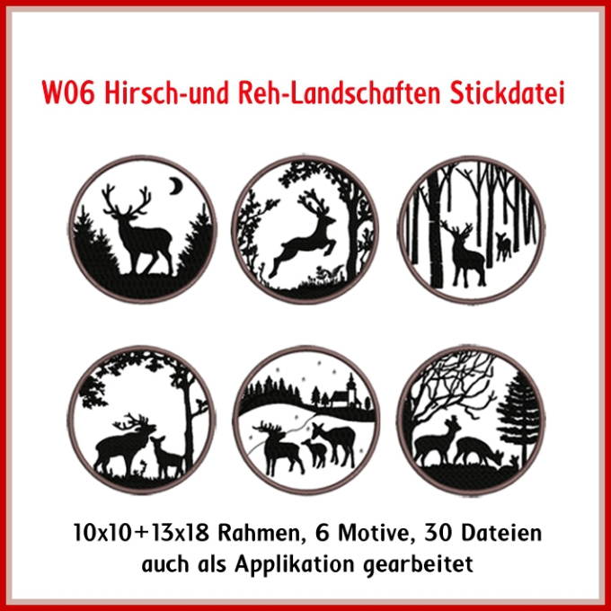 Stickdatei Rock Queen Hirschlandschaften