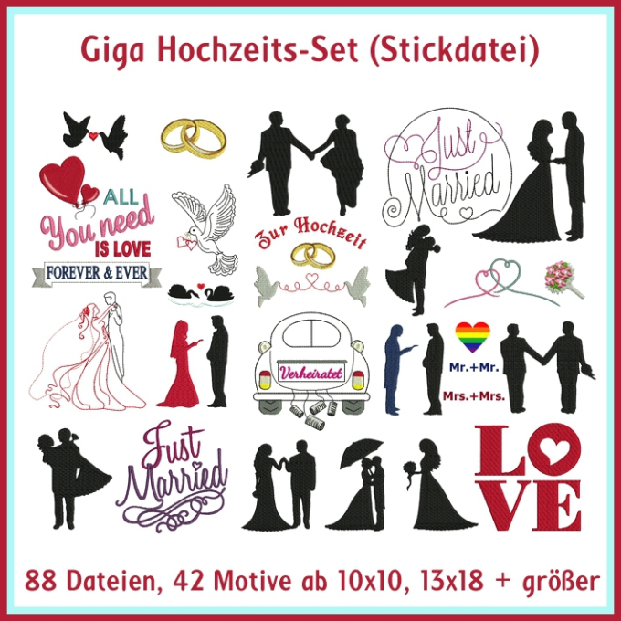 Stickdatei Rock Queen Hochzeits-Set
