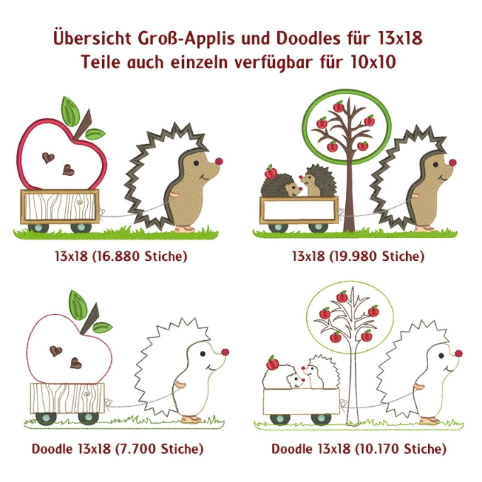 Stickdatei Rock Queen Igel-Familie