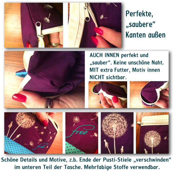 Stickdatei Rock Queen ITH XXL Reißverschluss Taschen Set