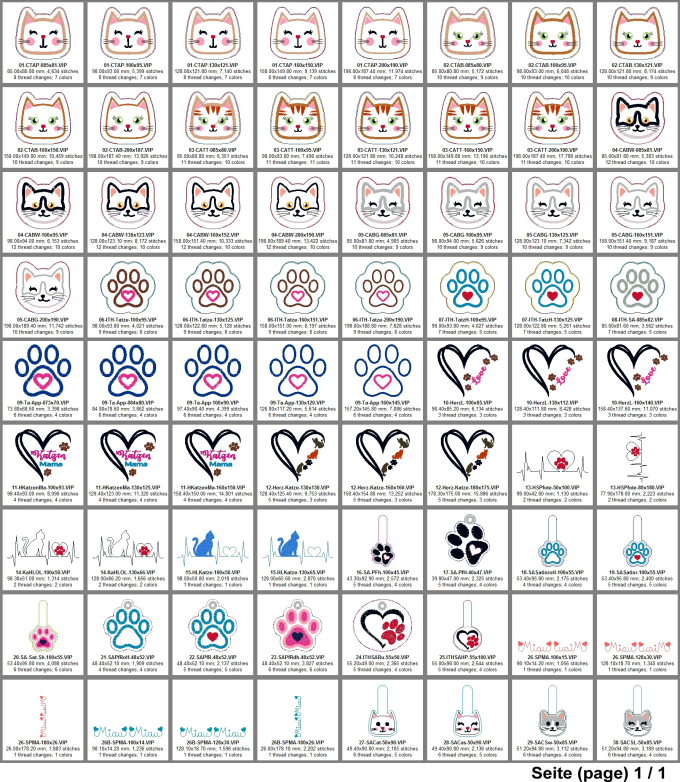 Stickdatei Rock Queen Katzen Kuschel Set