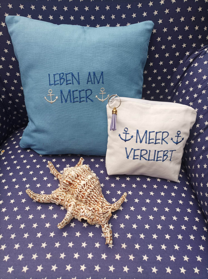 Borduurbestand Rock Queen Leben am Meer, Duits