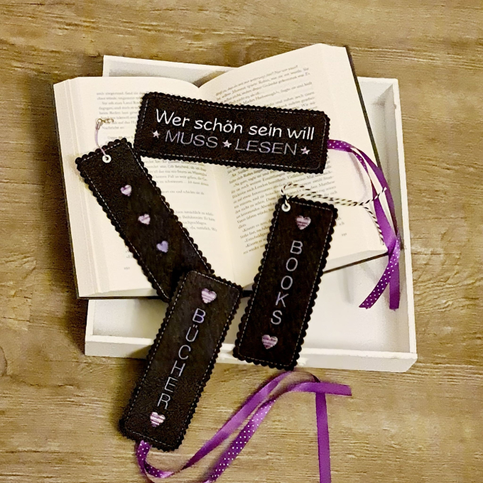 Stickdatei Rock Queen Lesezeichen Set 1