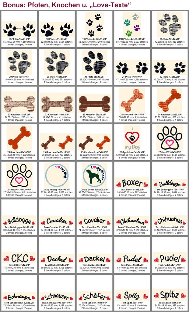 Stickdatei Rock Queen Mini-Hunde