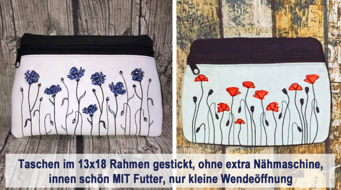 Stickdatei Rock Queen Mohn- und Kornblumen