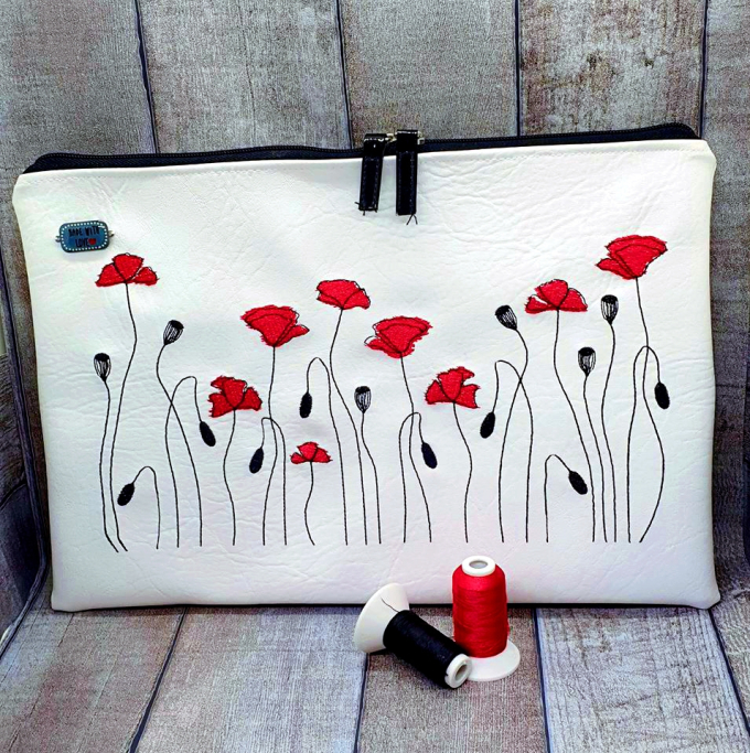 Stickdatei Rock Queen Mohn- und Kornblumen