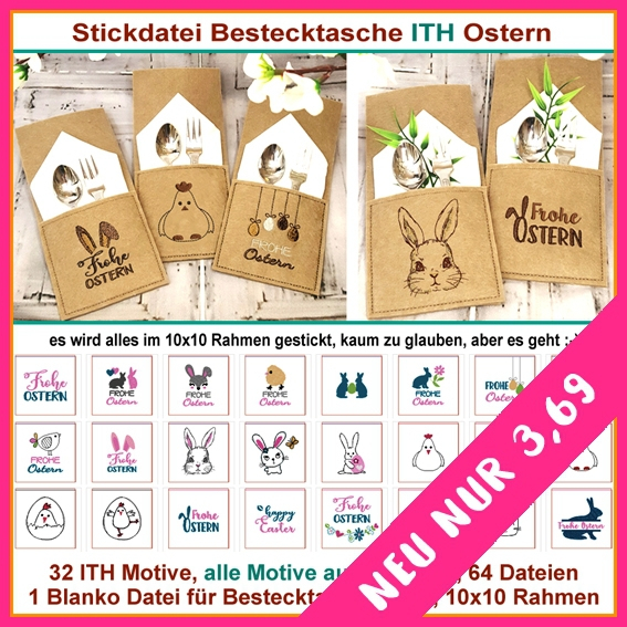 Stickdatei Rock Queen Oster-Bestecktaschen