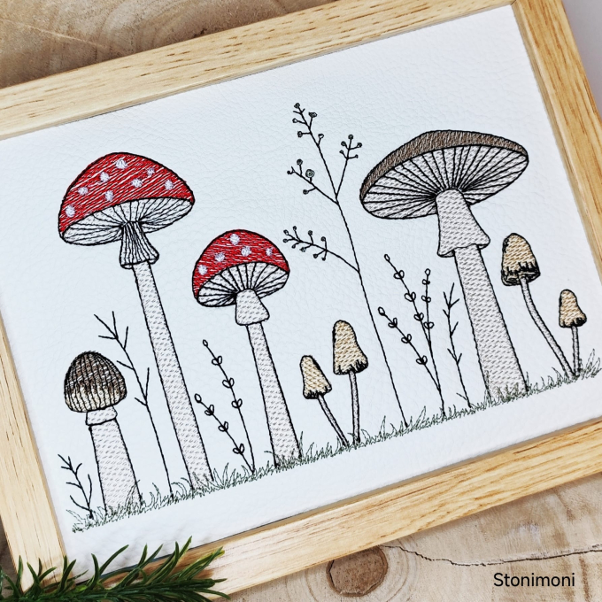 Fichier modèle broderie Champignons Rock Queen