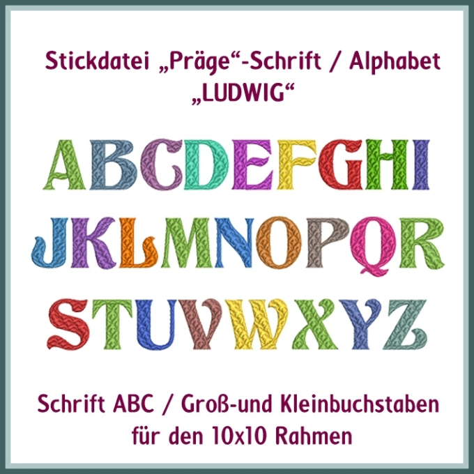 Fichier modèle broderie Lettres abécédaire Ludwig Rock Queen