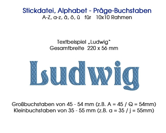 Fichier modèle broderie Lettres abécédaire Ludwig Rock Queen