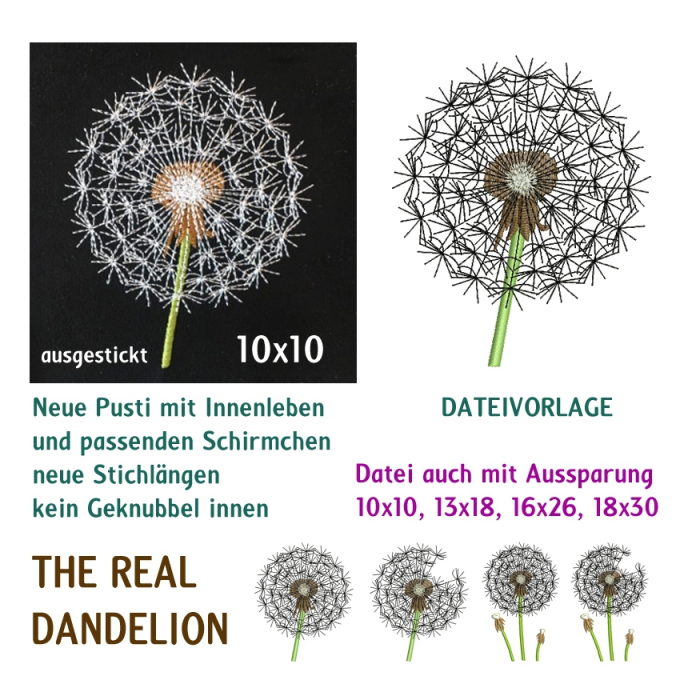 Stickdatei Rock Queen Pusteblumen Version 2.0