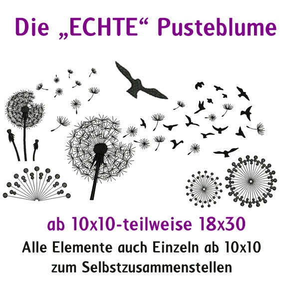 Stickdatei Rock Queen Pusteblumen Version 2.0