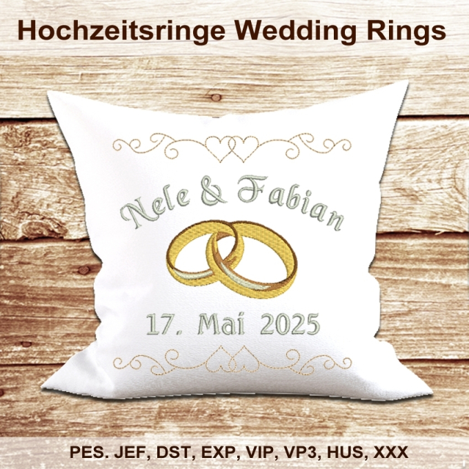 Stickdatei Rock Queen Ringe Hochzeit