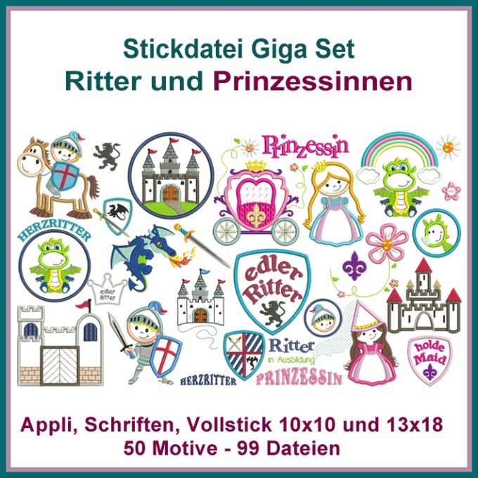 Stickdatei Rock Queen Ritter - Prinzessinnen