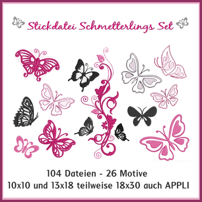 Stickdatei Rock Queen Schmetterlinge