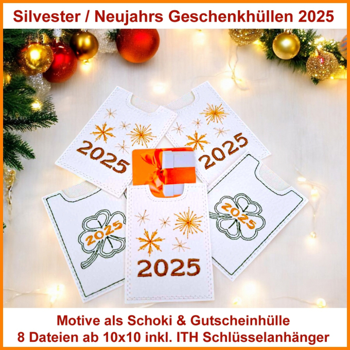Borduurbestand Rock Queen Silvester / Neujahrs Geschenkhüllen 2025, Duits