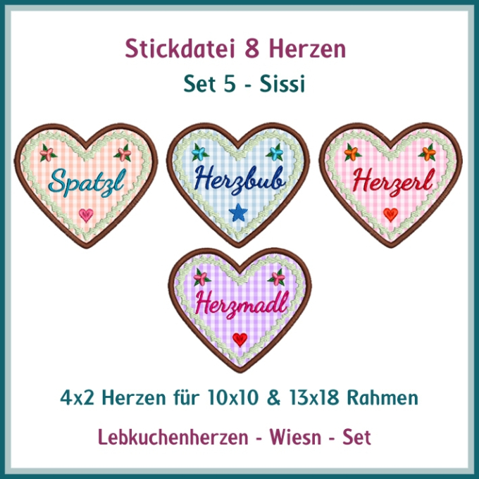 Borduurbestand Rock Queen Sissi Lebkuchenherzen Nr. 5