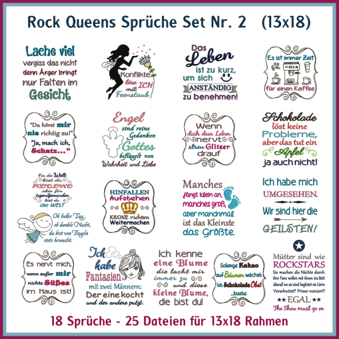 Stickdatei Rock Queen Sprüche 02