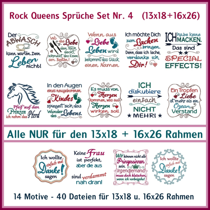 Stickdatei Rock Queen Sprüche 04