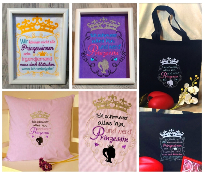 Stickdatei Rock Queen Sprüche Prinzessin