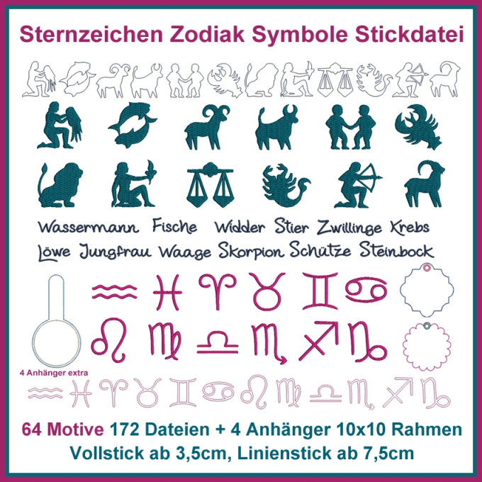Stickdatei Rock Queen Sternzeichen Zodiak