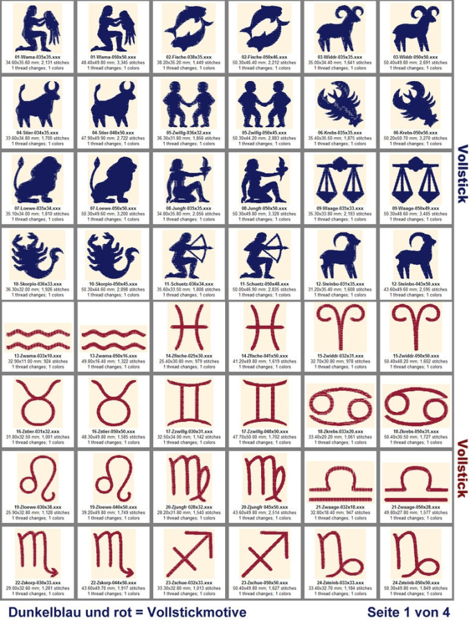 Stickdatei Rock Queen Sternzeichen Zodiak