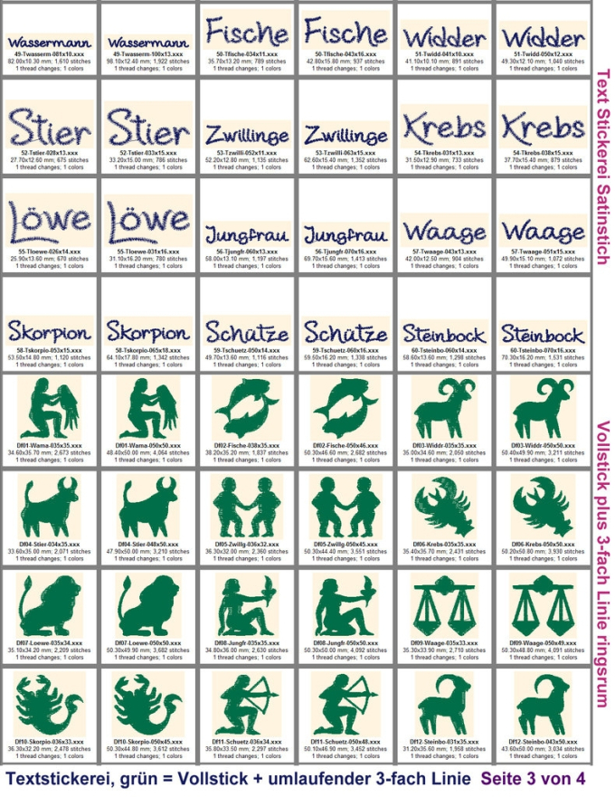 Stickdatei Rock Queen Sternzeichen Zodiak