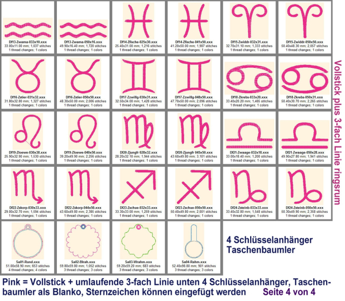 Stickdatei Rock Queen Sternzeichen Zodiak