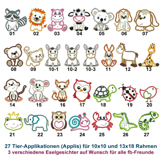 Stickdatei Rock Queen Tier-Applikations Set