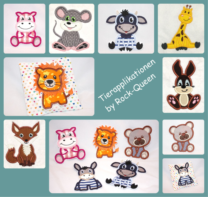 Stickdatei Rock Queen Tier-Applikations Set