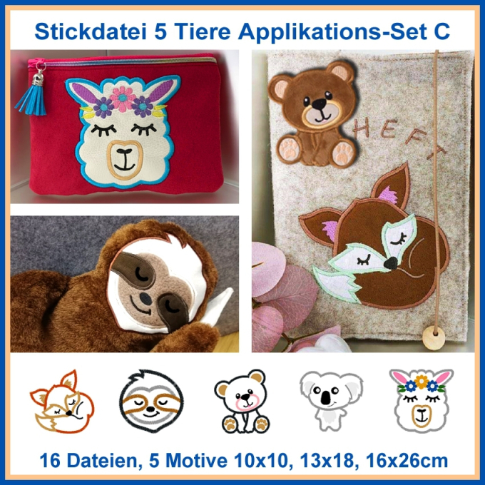 Stickdatei Rock Queen Tier Applis Set C