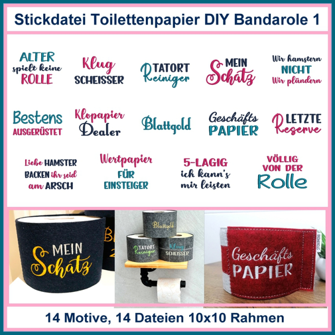Stickdatei Rock Queen Toilettenpapier 01, german