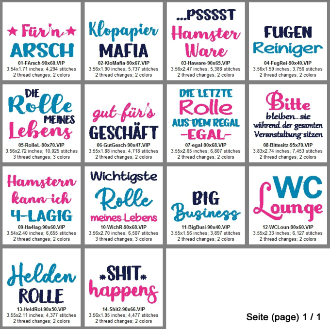 Stickdatei Rock Queen Toilettenpapier 02, german