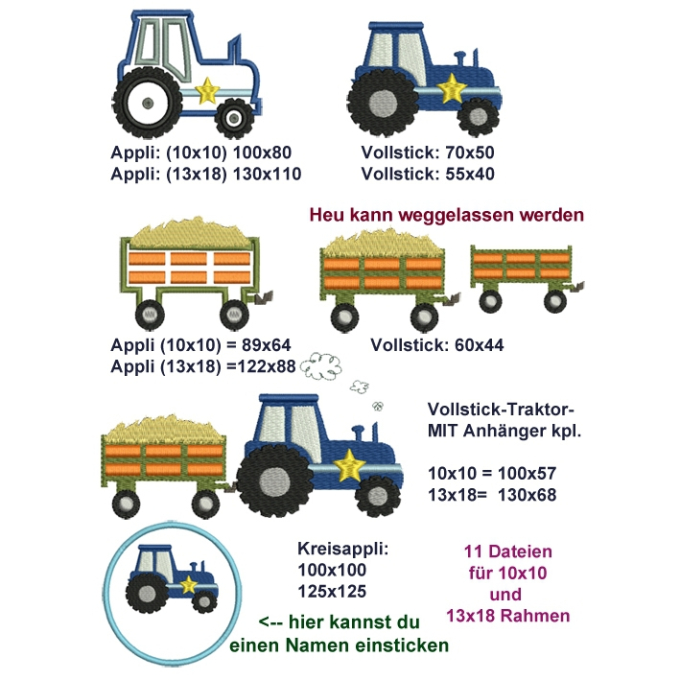 Stickdatei Rock Queen Traktor