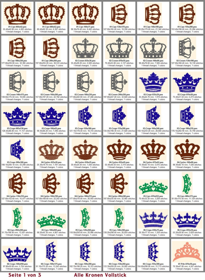 Stickdatei Rock Queen Vintage Crowns