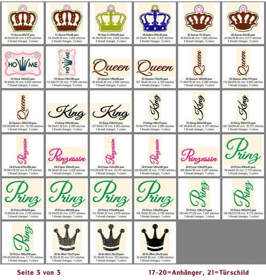 Stickdatei Rock Queen Vintage Crowns
