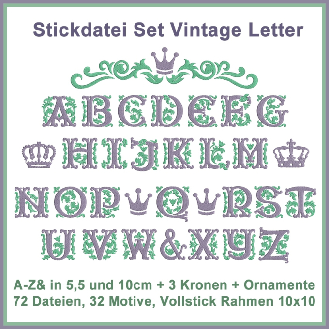 Stickdatei Rock Queen Vintage Letter