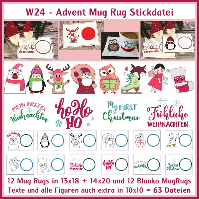 Borduurbestand Rock Queen W24 Advent Mug Rug, Duits