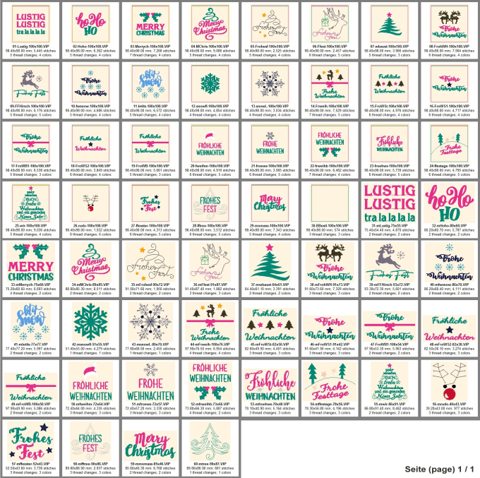 Stickdatei Rock Queen Weihnachten Bestecktaschen ITH Set