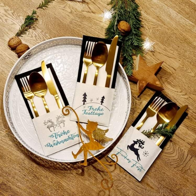 Stickdatei Rock Queen Weihnachten Bestecktaschen ITH Set