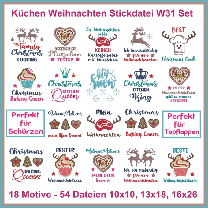 Stickdatei Rock Queen Weihnachtsküche