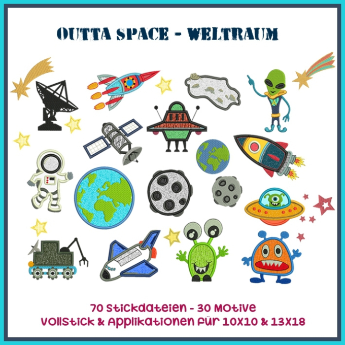 Fichier modèle broderie Astronautes espace Rock Queen