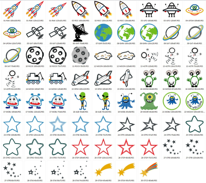 Fichier modèle broderie Astronautes espace Rock Queen